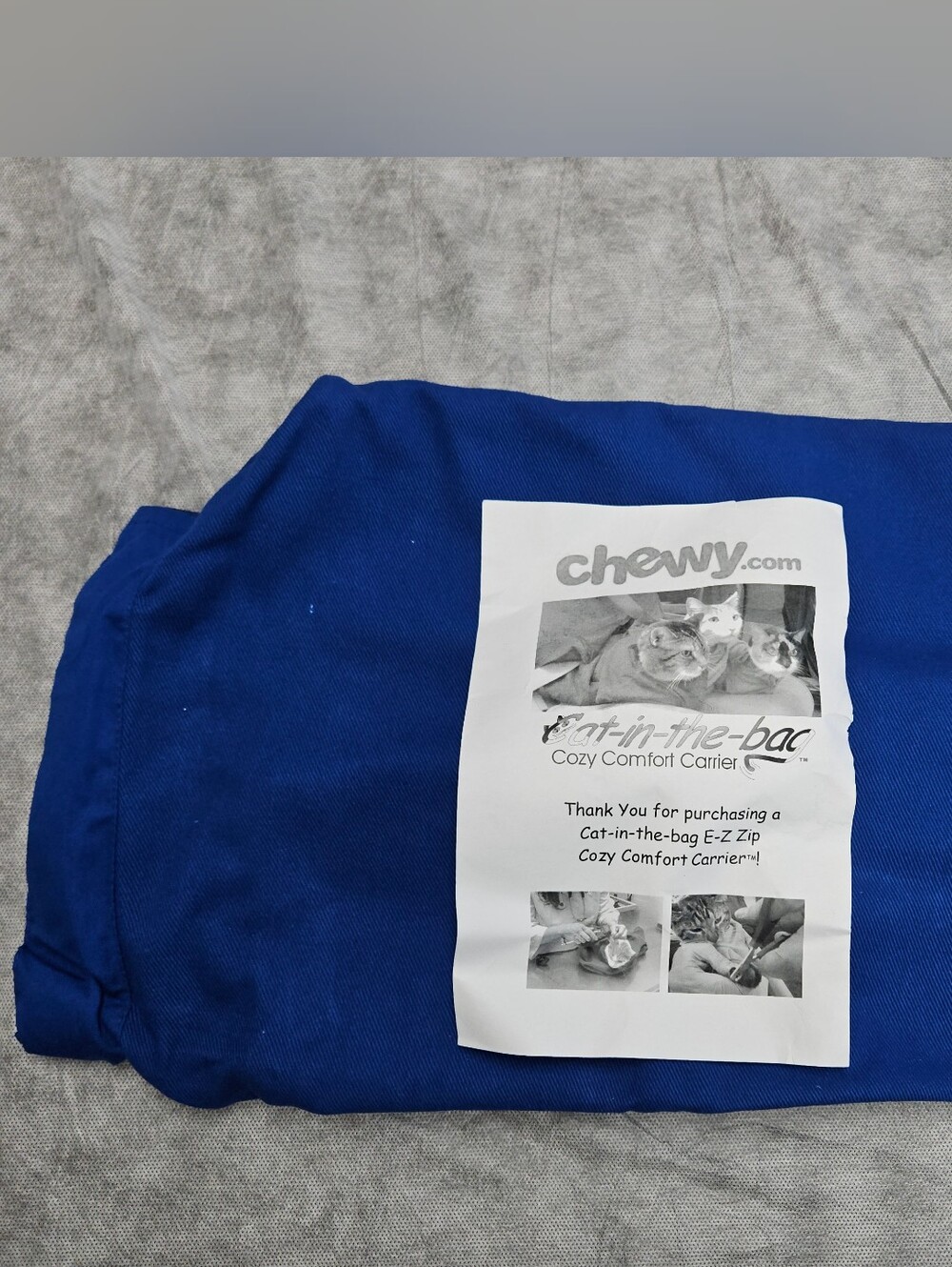NWT Chewy Cat-in-the-bag E-Z-Zip Cat Carrier Bag XL Blue